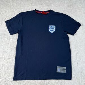 England Shirt Men Small National Team Spell Out Football Soccer Navy T Shirt